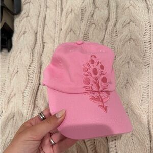 Free People Pink Embroidered Cap